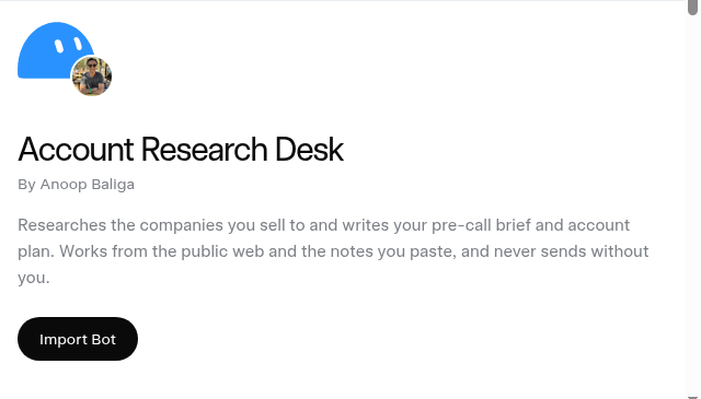 Account Research Desk marketplace - Add to Grok Bot