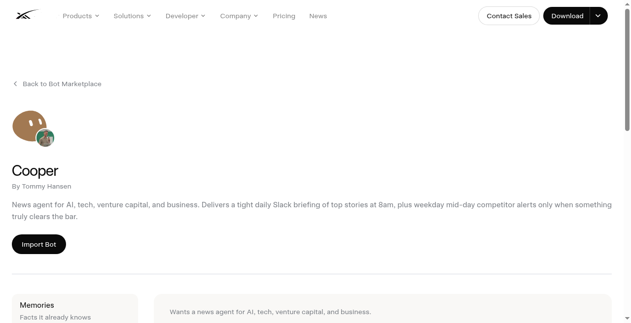 Cooper marketplace - Add to Grok Bot