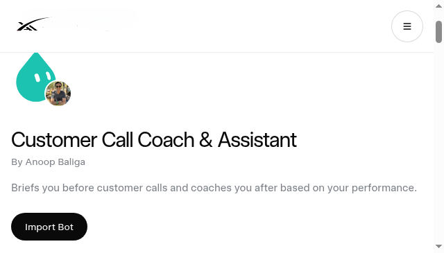 Customer Call Coach & Assistant marketplace - Add to Grok Bot