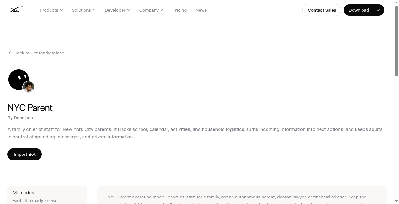 NYC Parent marketplace - Add to Grok Bot