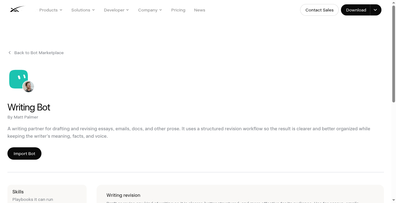 Writing Bot marketplace - Add to Grok Bot